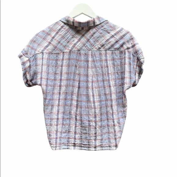 ANTHROPOLOGIE Cloth & Stone Plaid Button Down Chest Pockets Tie Front Top Small - Picture 4 of 11